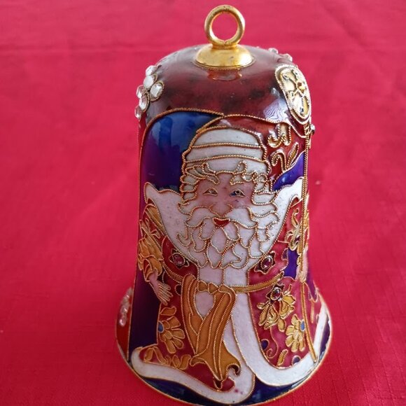 2007 Dillard's Cloisonne Santa Bell Christmas Ornament - Picture 2 of 7